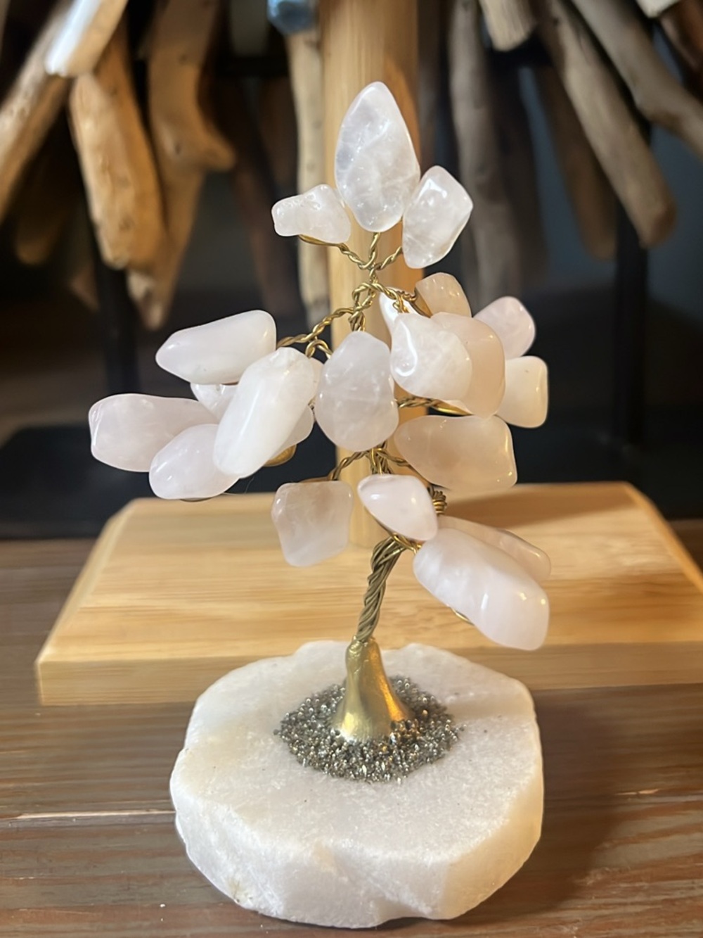 Handcrafted Rose Quartz Gemstone Mini Tree Home Accent